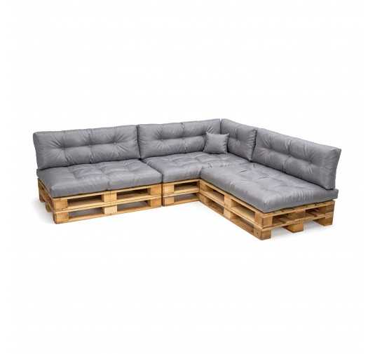 Set de 8 coussins pour palette imperméables, matelassés, 3x Siège + 3x Dossier + Latérale + Décorative, Gris