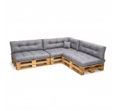 Set de 8 coussins pour palette imperméables, matelassés, 3x Siège + 3x Dossier + Latérale + Décorative, Gris