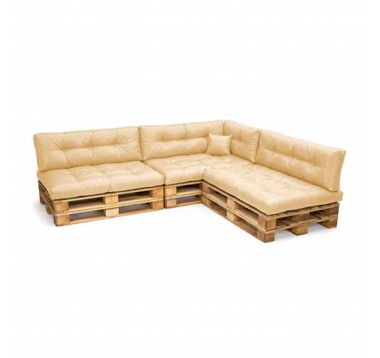 Set de 8 coussins pour palette imperméables, matelassés, 3x Siège + 3x Dossier + Latérale + Décorative, Beige