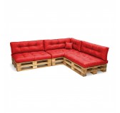 Set de 8 coussins pour palette imperméables, matelassés, 3x Siège + 3x Dossier + Latérale + Décorative, Rouge