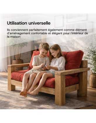 Set de 8 coussins pour palette imperméables, matelassés, 3x Siège + 3x Dossier + Latérale + Décorative, Noir