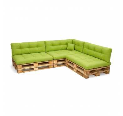 Set de 8 Coussins pour Palette, 3x 120x80 + 3x 120x40 + 60x40 + 40x40, Matelassé, Vert Lime