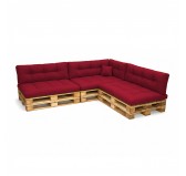 Set de 8 Coussins pour Palette, 3x 120x80 + 3x 120x40 + 60x40 + 40x40, Matelassé, Bordeaux