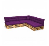 Set de 8 Coussins pour Palette, 3x 120x80 + 3x 120x40 + 60x40 + 40x40, Matelassé, Violet