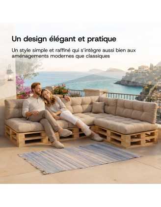 Coussin Décoratif pour Palette et Canapé de Jardin, 40x40 cm, Gris