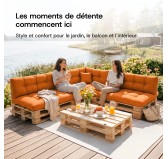 Coussin de Siège Matelassé pour Palettes , 120x60x15 cm, Anthracite