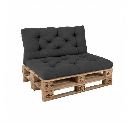 Set de 2 Coussins Matelassés pour Palettes, Assise 120x60 cm + Dossier 120x60 cm, Anthracite
