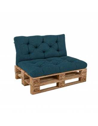 Set de 2 Coussins Matelassés pour Palettes, Assise 120x60 cm + Dossier 120x60 cm, Vert Foncé