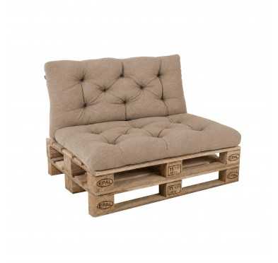 Set de 2 Coussins Matelassés pour Palettes, Assise 120x60 cm + Dossier 120x60 cm, Beige