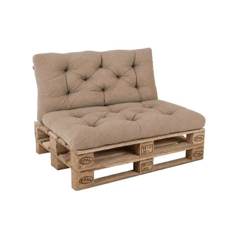 Set de 2 Coussins Matelassés pour Palettes, Assise 120x60 cm + Dossier 120x60 cm, Beige