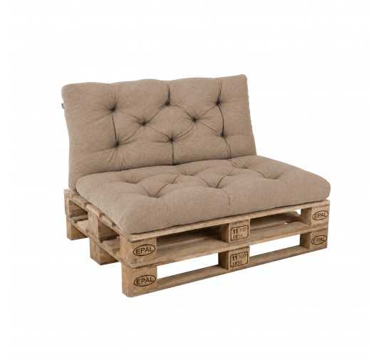 Set de 2 Coussins Matelassés pour Palettes, Assise 120x60 cm + Dossier 120x60 cm, Beige