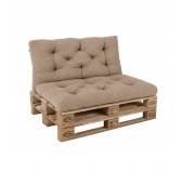 Set de 2 Coussins Matelassés pour Palettes, Assise 120x60 cm + Dossier 120x60 cm, Beige