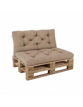 Set de 2 Coussins Matelassés pour Palettes, Assise 120x60 cm + Dossier 120x60 cm, Beige