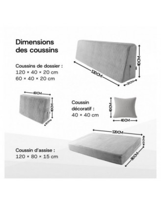 Coussin décoratif pour palettes | Velours côtelé | 40x40 cm | Couleur marron
