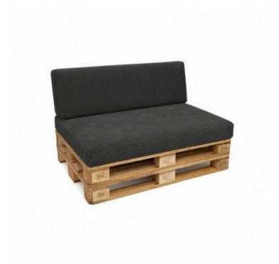 Set de 2 coussins de jardin pour palettes | Velours côtelé | Couleur gris foncé