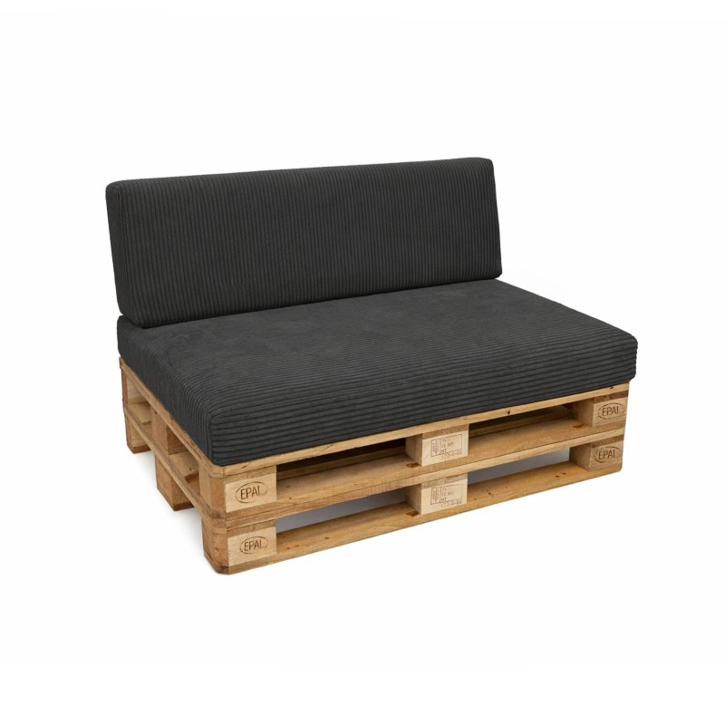 Set de 2 coussins de jardin pour palettes | Velours côtelé | Couleur gris foncé