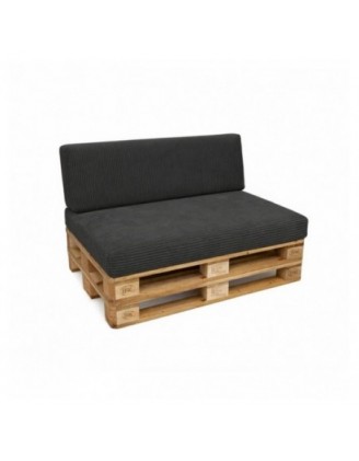 Set de 2 coussins de jardin pour palettes | Velours côtelé | Couleur gris foncé