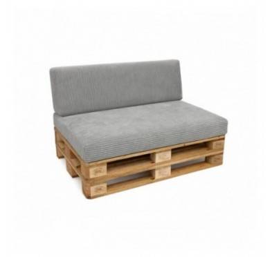 Set de 2 coussins de jardin pour palettes | Velours côtelé | Couleur gris