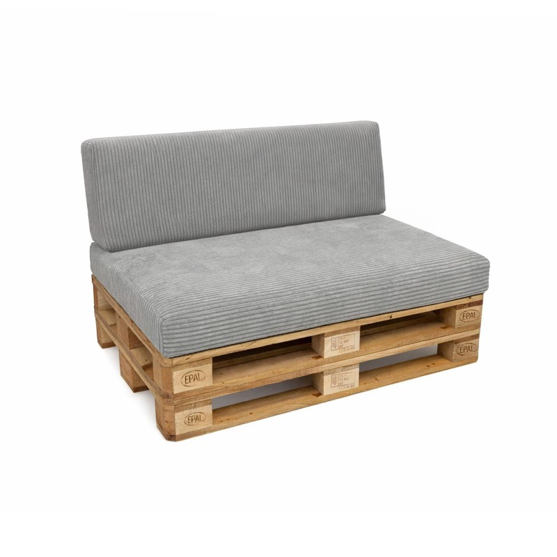 Set de 2 coussins de jardin pour palettes | Velours côtelé | Couleur gris