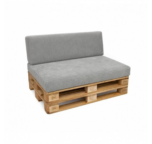 Set de 2 coussins de jardin pour palettes | Velours côtelé | Couleur gris