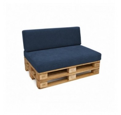 Set de 2 coussins de jardin pour palettes | Velours côtelé | Couleur bleu foncé