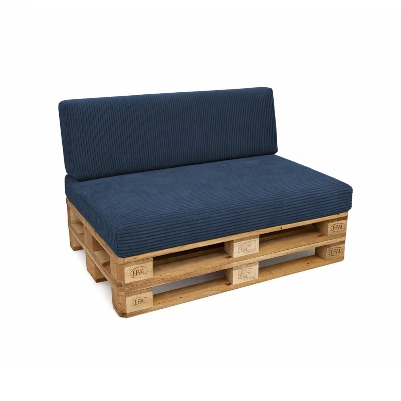 Set de 2 coussins de jardin pour palettes | Velours côtelé | Couleur bleu foncé