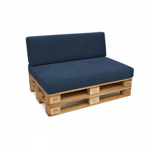 Set de 2 coussins de jardin pour palettes | Velours côtelé | Couleur bleu foncé
