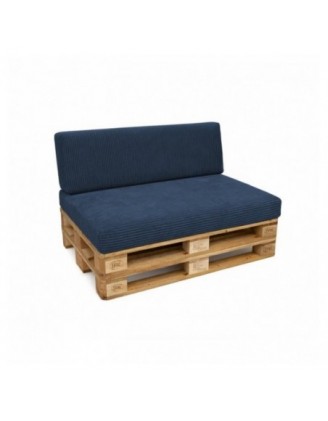 Set de 2 coussins de jardin pour palettes | Velours côtelé | Couleur bleu foncé