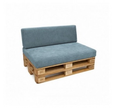 Set de 2 coussins de jardin pour palettes | Velours côtelé | Couleur bleu