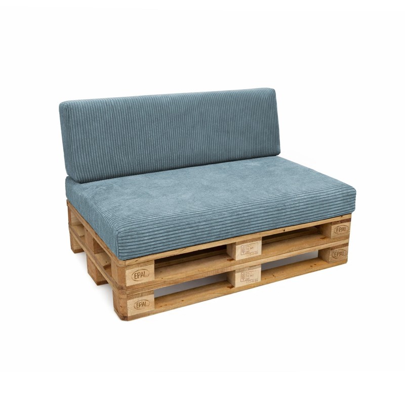 Set de 2 coussins de jardin pour palettes | Velours côtelé | Couleur bleu