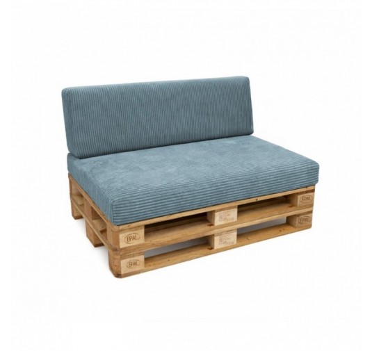 Set de 2 coussins de jardin pour palettes | Velours côtelé | Couleur bleu