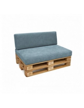 Set de 2 coussins de jardin pour palettes | Velours côtelé | Couleur bleu