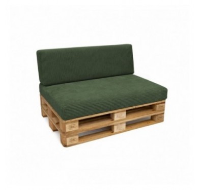 Set de 2 coussins de jardin pour palettes | Velours côtelé | Couleur vert foncé