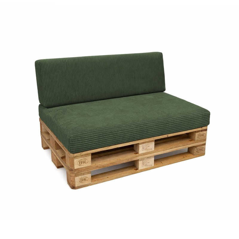 Set de 2 coussins de jardin pour palettes | Velours côtelé | Couleur vert foncé