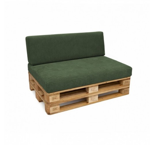 Set de 2 coussins de jardin pour palettes | Velours côtelé | Couleur vert foncé