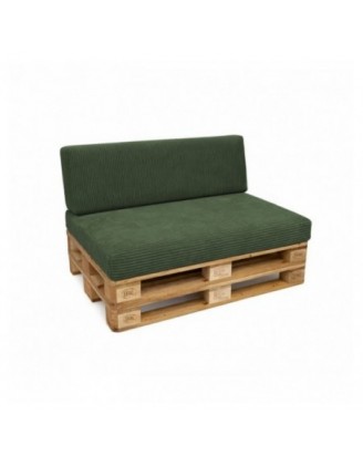 Set de 2 coussins de jardin pour palettes | Velours côtelé | Couleur vert foncé