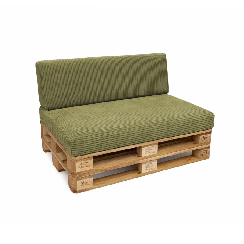 Set de 2 coussins de jardin pour palettes | Velours côtelé | Couleur vert