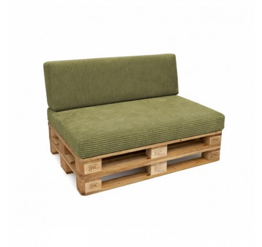 Set de 2 coussins de jardin pour palettes | Velours côtelé | Couleur vert