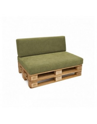 Set de 2 coussins de jardin pour palettes | Velours côtelé | Couleur vert