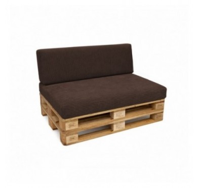 Set de 2 coussins de jardin pour palettes | Velours côtelé | Couleur marron foncé