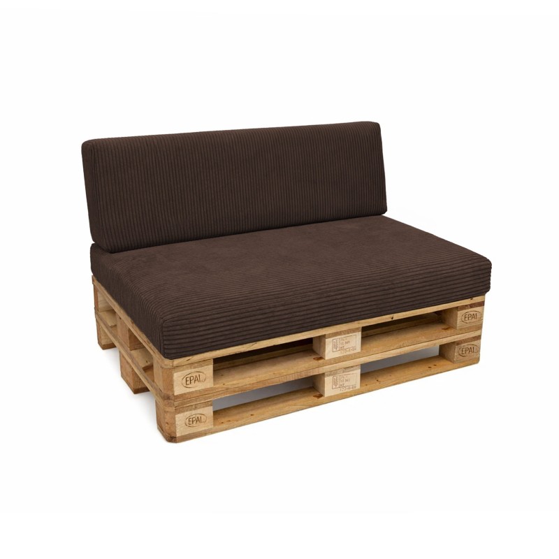 Set de 2 coussins de jardin pour palettes | Velours côtelé | Couleur marron foncé
