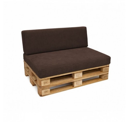 Set de 2 coussins de jardin pour palettes | Velours côtelé | Couleur marron foncé