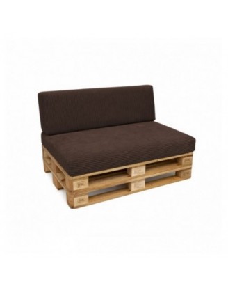 Set de 2 coussins de jardin pour palettes | Velours côtelé | Couleur marron foncé