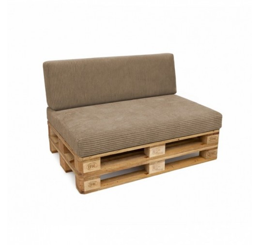 Set de 2 coussins de jardin pour palettes | Velours côtelé | Couleur marron