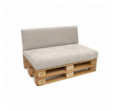 Set de 2 coussins de jardin pour palettes | Velours côtelé | Couleur beige foncé