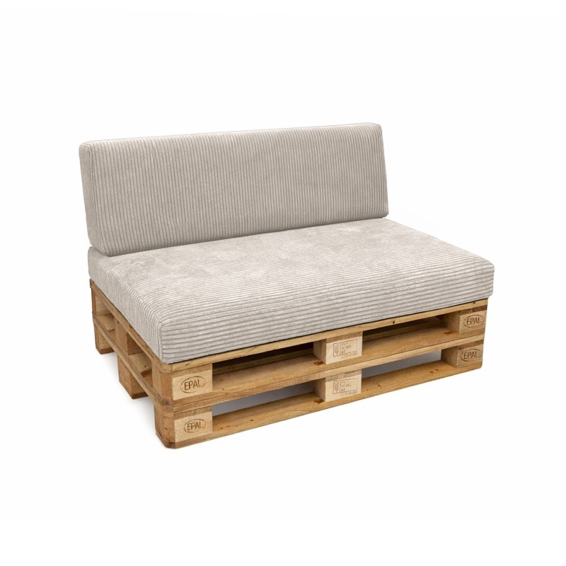 Set de 2 coussins de jardin pour palettes | Velours côtelé | Couleur beige foncé