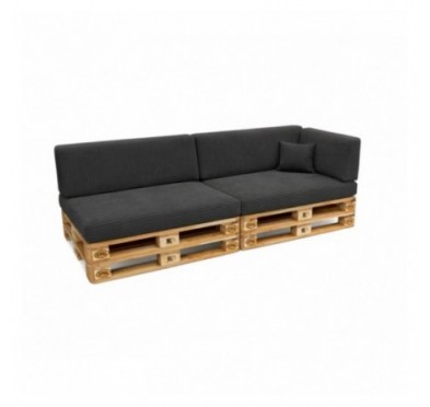 Set de 6 coussins de jardin pour palettes | Velours côtelé | Couleur gris foncé