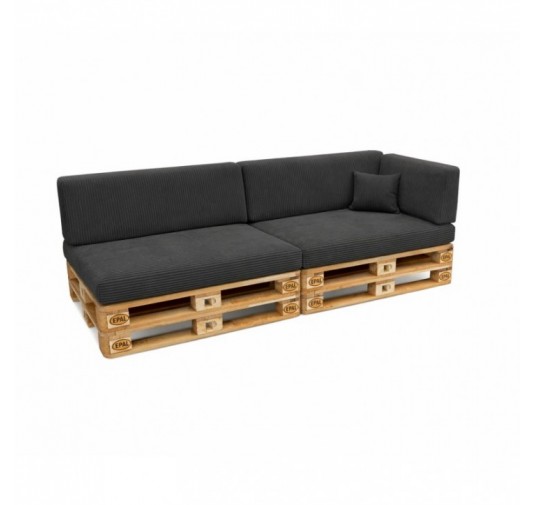 Set de 6 coussins de jardin pour palettes | Velours côtelé | Couleur gris foncé