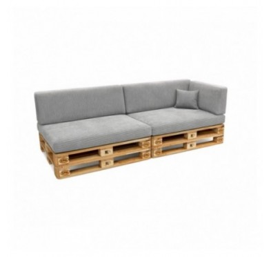 Set de 6 coussins de jardin pour palettes | Velours côtelé | Couleur gris