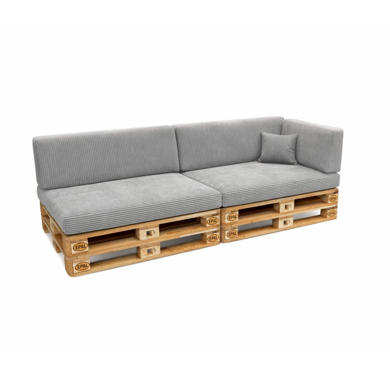 Set de 6 coussins de jardin pour palettes | Velours côtelé | Couleur gris
